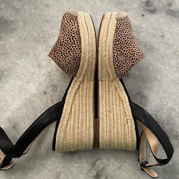 Sole Society So-Channing Black and Tan Dotted Calf Hair Espadrille Wedges - Picture 12 of 16